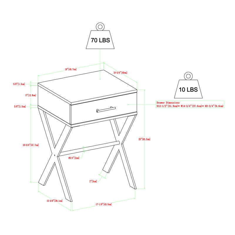 Gracie Oaks Neneh 25'' Tall Cross Legs End Table with Storage & Reviews Wayfair